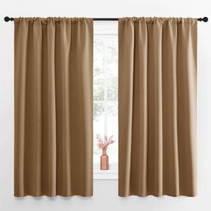 NICETOWN Blackout Curtains for Living Curtains, Gold Brown, Set of 2, 52 by 63 Inch, Window Treatment Blackout Curtain Panels, Home Decor Thermal Insulated Solid Drapes for Bedroom