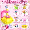 Osllate DIY Arts and Crafts for Kids Flower Toys with Lighted vase, Upgraded Unicornous Design Fabric Bouquet Craft Kits for Kids Toys for Girls Christmas Birthday for 3-12+ Year Old, Pink