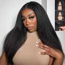 20Inch 250 Density Kinky Straight V Part Wig Human Hair Upgraded Drawstring U Part Human Hair Wig Unprocessed Glueless No Sew In Clip In Half Wig No Leave Out Invisible Human Hair Wig for Black Women