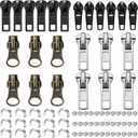 WILLBOND 69 Pcs Zipper Repair Kit #5#7, Zipper Pull Replacements Black Bronze Silver Sliders for Repairing Coats, Jackets, Bags, Backpack, Luggage