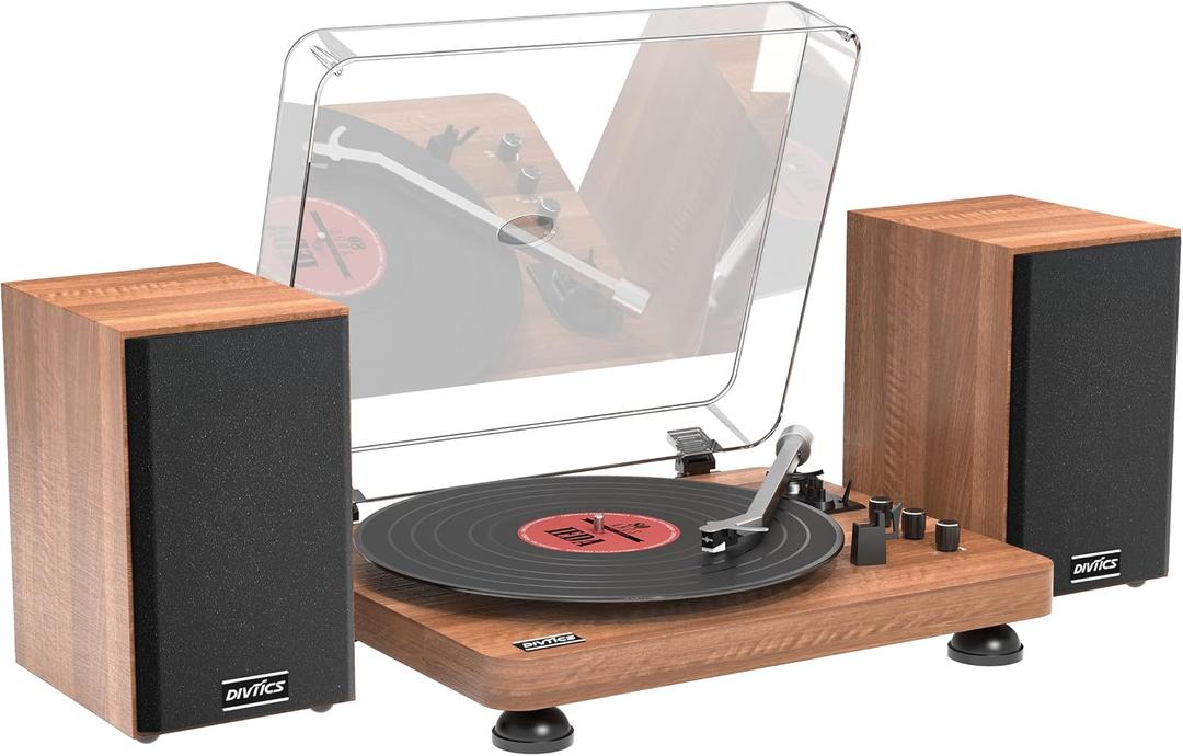Vinyl Record Player with 28W2 Bookshelf Speakers, Bluetooth Input/Output Turntable, Magnetic Cartridge, All-Aluminum Platter & Tonearm,LINE Out & RCA Output for Vinyl Records