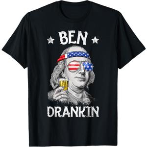 Ben Drankin 4th of July Benjamin Franklin Men Women USA Flag T-Shirt XL