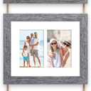 8x10 Hanging Picture Frames with 6 Openings 4x6 Pictures, HD Real Glass 8x10 Wall Hanging Collage frames with Mat, Hemp Rope Multiple Photo Frames for Wall Decor (Grey, 1 Pack)
