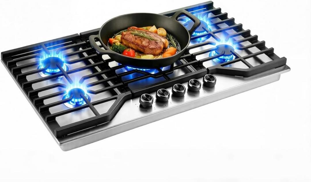 36 Inch Built-in Gas Cooktop 5 Italy SABAF Sealed Burners 40400 BTU
