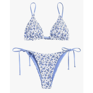ZAFUL Women's Triangle Bikini Floral String Bikini Set Two Piece Swimsuit Bathing Suits Medium