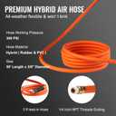 VEVOR Retractable Air Hose Reel, 3/8 IN x 50 FT Hybrid Air Hose Max 300PSI, Air Compressor Hose Reel with 5 ft Lead in, Ceiling/Wall Mount Heavy Duty Single Arm Steel Reel