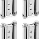 QWORK Heavy Duty Cafe Saloon Bars Door Swing Hinges, 4 Pack 3" Stainless Steel Self Closing Swing Hinges, Double Action Spring Door Hinges