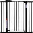 BABELIO 36" Tall Baby Gate, 26-40" Wide Auto Close Pet Gate, PressGuard C5 Pressure Mounted Metal Dog Gate, Easy-Install No Drilling, No Tools Needed, with Wall Protectors and Extension Kits, Black