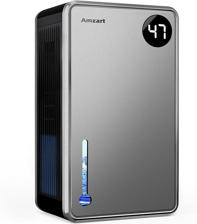 Dehumidifier, Dehumidifiers for Home (1000 sq.ft), 98 OZ Dehumidifier for Basement Bathroom Bedroom, Auto Shut Off Dehumidifiers, Timer Setting, Digital Display, Drain Hose, 7 Colors Light, Gray
