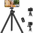 Aureday Cell Phone Tripod, Flexible Mini Tripod with Remote and Cold Shoe, Small Tripod Stand for Video Recording, Vlogging, Compatible with Microphones,Cellphone,Camera,Gopro Black