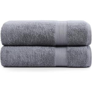 LANE LINEN Jumbo Size Bath Sheets 2 Piece, 35 by 66 Inch - 100% Ring Spun Cotton, Highly Absorbent & Quick Drying Extra Bath Large Towel Set - Oversized Bath Towels- Ideal for Hotel, Guest - Cool Grey