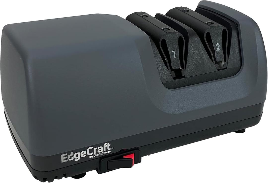 EdgeCraft E317 Electric Knife Sharpeners for 20-Degree Straight and Serrated Knives Diamond Abrasives Precision Angle Control, 2-Stage, Gray, (SHE317GY11)