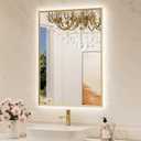 TokeShimi 24"x 36" Bathroom Mirror Backlit with Gold Frame, Dimmable Backlight LED Lighted Vanity Mirror with Shatter-Proof, Memory, 3 Colors, Anti-Fog Mirror with HD Tempered Glass