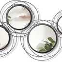 Hicarer 4 Pcs Decorative Round Modern Circle Mirror Wall Art Ring Metal Mirror Wall Mounted for Bedroom, Living Room, Entryway, Dining Room, Hallway (Black)