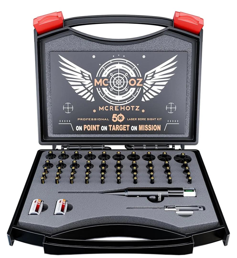 Professional Laser Bore Sighting Kit： Green or Red Bore Sight with 50 Adapters - Multiple Caliber Bore Sighter Perfectly Choice for All Gun - .17 Cal to 12GA Rifle Pistol Boresighter