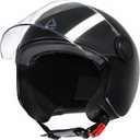 TRIANGLE Open Face Motorcycle Helmet Retro 3/4 Helmets with Clear Visor for Men Women DOT Approved (Black, M)
