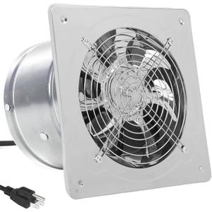 Exhaust Fan with Plug, 8 inch 735CFM Through-the-Wall Ventilation Fan with Light Weight Pure Copper Motor, for Kitchen, Bathroom, Toilets, Bedroom, and Office, 110V, Silver