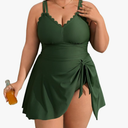 Charmo Plus Size Swimsuit for Women Swim Dress Scalloped One Piece Tummy Control Bathing Suit Ruched Swim Suits 2025