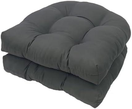 Eoieov Indoor/Outdoor Wricker Chair Cushion Waterproof Set of 2 U Shape Thick Tufted Rocking Chair Cushion Outdoor Patio Cushions 18.5" x 18.5",Dark Grey 2 Pcs