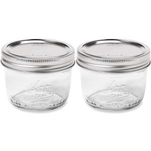 Kerr Wide Mouth Half-Pint Glass Mason Jars 8-Ounces with Lids and Bands (2 Jar-Pack)