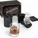 WIBIMEN Whiskey Ice Cubes Mold Set for Men, Dad, Husband, Mens Gifts Set with Whiskey Glass, Clear Ice Cube Maker, and Greeting Card, Bourbon Gifts for MenOld Fashioned Glass Set for Father