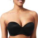 HSIA Strapless Bras for Women Large Breasts Non Slip Full Coverage Underwire Supportive Multiway Strapless Bra Plus Size (Black) 36D