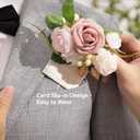 Ling's moment Pocket Boutonniere Single, Boutonniere for Men Groom for Wedding, Prom, Homecoming, Anniversary, Graduation, etc.White Ranunculus Ivory, 6" W x 5" H
