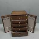 CHOSIN Black Walnut Wooden Jewelry Box 5 Layer Large Wood Jewelry Organizer Brass Handle for Necklaces Rings Earrings Watches Storage Mother's Day Gifts(7.9x8.7x10.0inches)