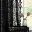 Bujasso Black Sheer Lace Curtains 84 inch Vintage Floral Sheer Gothic Curtain Panels for Living Room Bedroom Luxury Light Filtering Drapes Black Window Treatment Sets Rod Pocket 2 Panels 54" Wx84 L