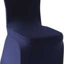 Navy Stretch Spandex Chair Covers - 28 pcs Wedding Party Dining Scuba Elastic Chair Covers (Navy, 28)