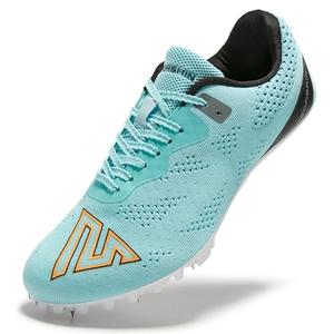 Medasain Track and Field Shoes for Men Women Kids Boys Girls Youth Spikes Professional Athletic Sprint Running Racing Shoes Light Blue, 12