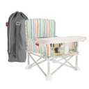 Nuby Pop-Up Booster Seat with Removable Tray - 6+ Months - Portable Booster Seat for Floor for Indoor/Outdoor Use - 3-Point Safety Adjustable Straps - Summer Travel Essentials - Stripes