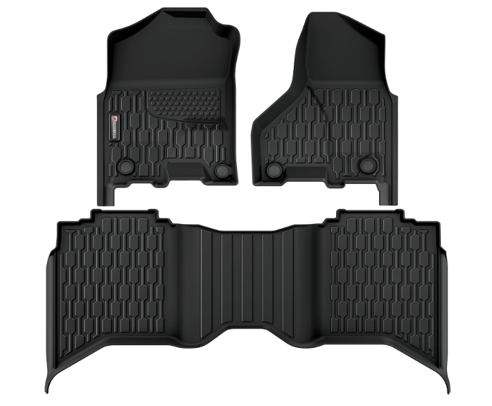 AutoBull Floor Mats Compatible with 2013-2018 Ram 1500 (19-24 Classic Body only) Crew Cab; 2010-2018 Ram 2500/3500 Crew Cab, All Weather TPE Floor Liners, Custom Fit Car mats, 1st & 2nd Row, Black