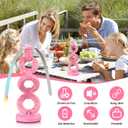Fly Fans for Tables Fly Repellent Outdoor Keep Flies Away, Flies Spinner Table Top with Holographic Blades, Bug Traps for Picnic, Party, BBQ (Pink)