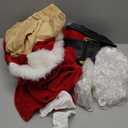 QMKKX Santa Costume Suit for Men Adults with Fake Belly Pouch,11PCS Claus Set Deluxe Velvet Professional Christmas Suits Red (Large)