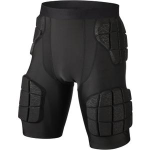 Surlim 5-Pad Football Compression Girdle/Shorts, Football Padded Shorts, Football Girdle Hip and Thigh Protector, Large