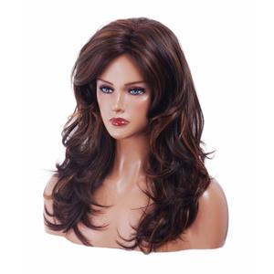 Rugelyss Vintage Wigs Brown Mixed Blonde Wig for Women Lady Layered Synthetic Full Wigs for 60s 70s 80s Cosplay Costume Disco Hair Wig