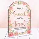 Wedding Signs Decor, Love is Sweet Sign for Dessert Table, Wedding Supplies 5x7 Inch, Wedding Signs for Ceremony And Reception, Arch Acrylic Table Sign for Anniversary, Bridal Shower DecorPink