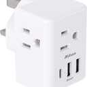US to UK Plug Adapter, Type G Power Adapter with 3 Electrical Outlet 3 USB Charger, International Plug Adapter, USA to Dubai England Ireland British London Hong Kong Singapore Travel Essentials