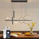 ORANOOR LED Modern Chandeliers for Dining Room, Dimmable Black Gold Chandelier Kitchen Pendant Lighting Over Island, Linear Ring Globe Pendant Light Fixtures Dining Room Lights Ceiling Hanging