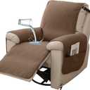 Deep Dream Waterproof Recliner Chair Covers, Non-Slip Recliner Couch Cover, Lazy Boy Chair Cover Furniture Protector, Washable Quilted Sofa Slipcover with Pocket for Pets, Kids(Brown,23")