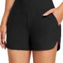 baleaf Women's 3"/5"/ 7" High Waisted Swim Board Shorts Quick Dry Swimsuits Bottoms Trunks with Pockets (Large, Black)
