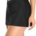 Yonique Women's Swim Skirt Mid Waist Swim Bottoms Elastic Waist Swimsuit Bottoms (Black, XL)