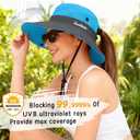 Women's Ponytail Safari Sun Hat,Wide Brim UV Protection Bucket Hat | Foldable Fishing Hat,Summer Hats,Ventilation Mesh,Breathable,Soft Sweatband,Travel, Summer, Hiking, Gardening, Beach, Outdoor