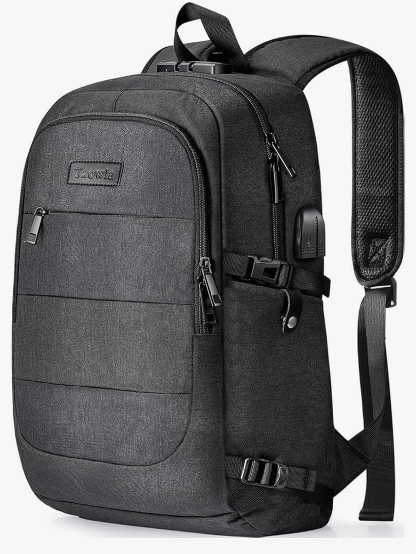 Tzowla Travel Laptop Backpack Water Resistant Anti-Theft Bag with USB Charging Port and Lock 15.6 Inch Computer Business Backpacks for Women Men Work College Gift,Casual Daypack