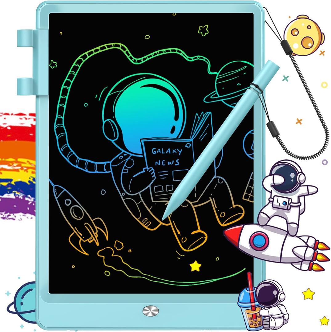 FLUESTON LCD Writing Tablet, Doodle Board Toys Gifts for 3-8 Year Old Girls Boys, 10 Inch Colorful Electronic Board Drawing Pad for Kids, Gifts for Toddler Educational Learning Travel Birthday, Blue (11"W x 7.5"H)