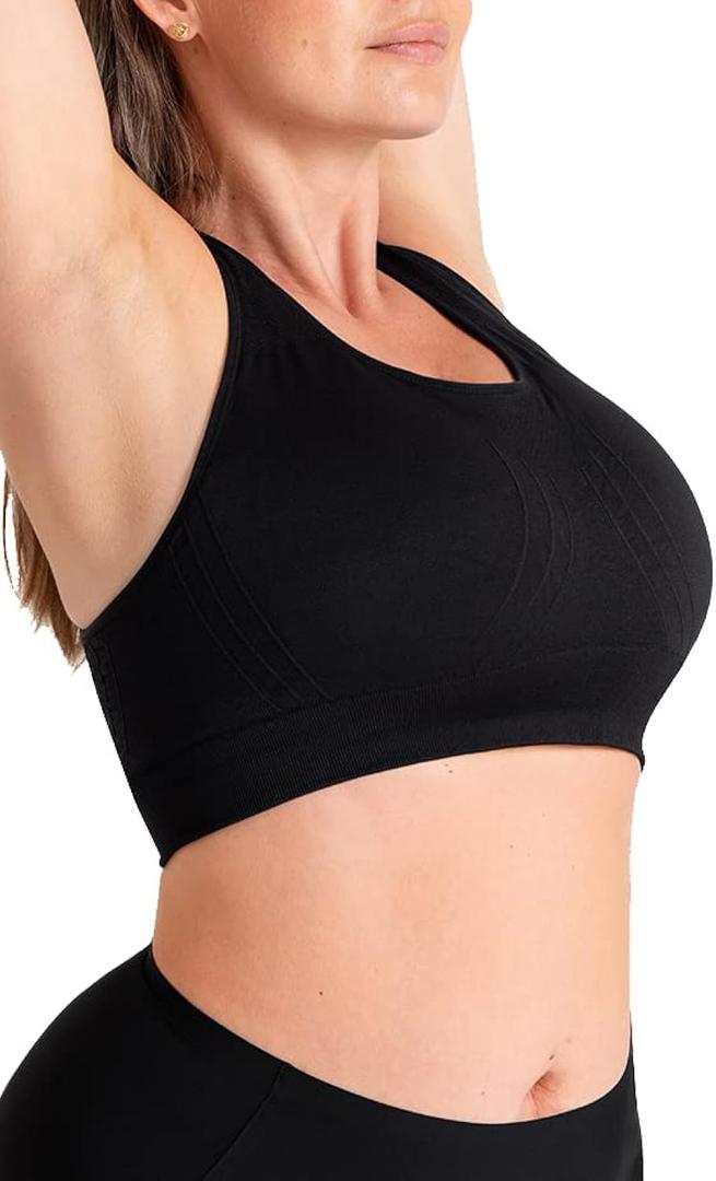 SHAPERMINT Sports Bras for Women - Workout Bras for Women, Plus Size Sports Bra, Workout Tops for Women High Support (Black, XXXL)