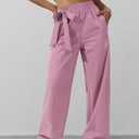 Women's Wide Leg Pants Y2K Trendy Elastic Waist Track Pants Baggy Tie Knot Trousers with Zipper Pockets Streetwear Casual (M)