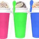 3PCS Slushie Maker Cup - DIY Magic Quick Frozen Smoothies Cups for Homemade Milk Shake Ice Cream Maker, Portable Cooling Cup, Double Layer Squeeze Slushy Maker Cup, Birthday Gifts for Kids Mom, 350 ml