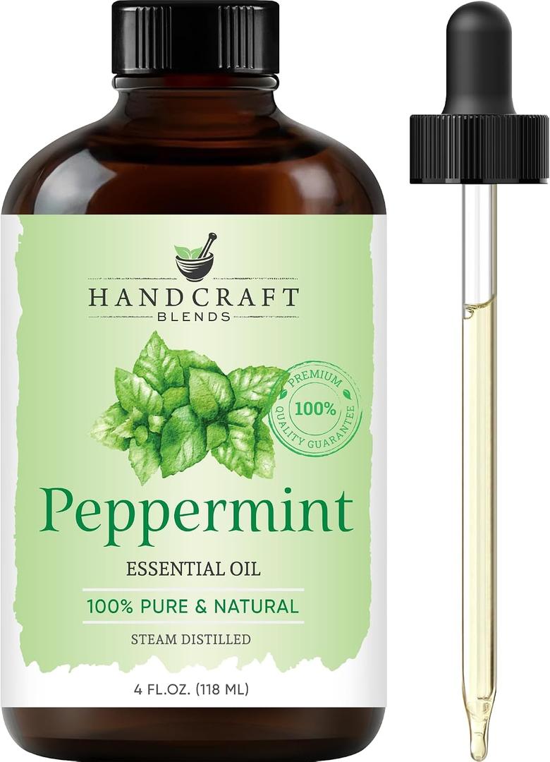 Handcraft Blends Peppermint Essential Oil Huge 4 Fl Oz 100% Pure and Natural Premium Grade Essential Oil for Diffuser and Aromatherapy, Skin, Massage, Candle and Soap Making Fragrance